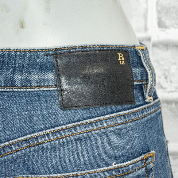 R13 Jenny Mid Rise Skinny Jeans Dark Vintage Blue Size 24 Italy - Picture 11 of 11